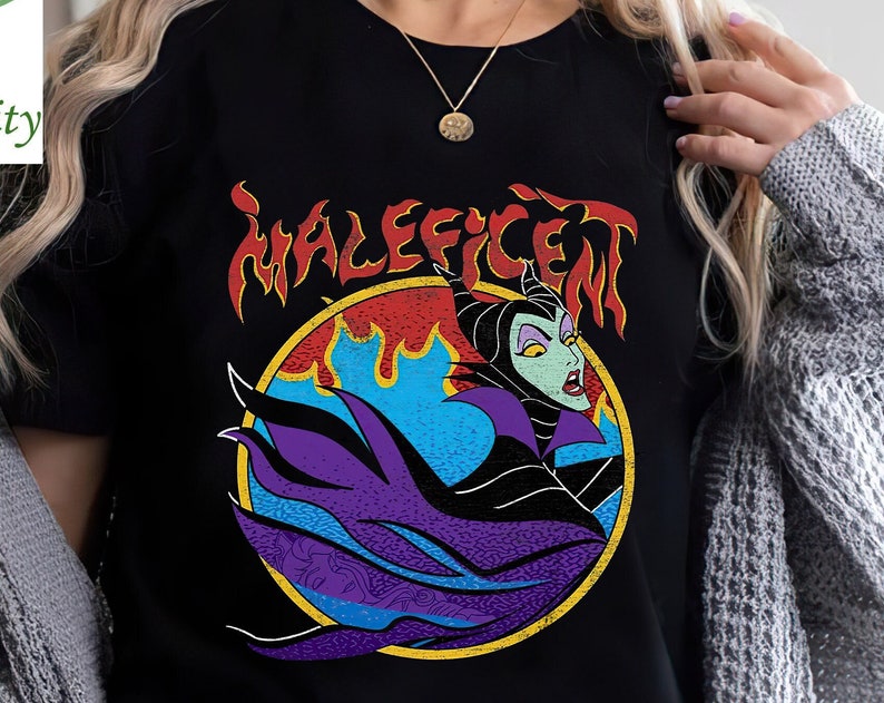 Vintage Disney Villains Sleeping Beauty Maleficent Flame Portrait 90s Shirt, Disney Unisex Shirt, Disney Villian Shirt