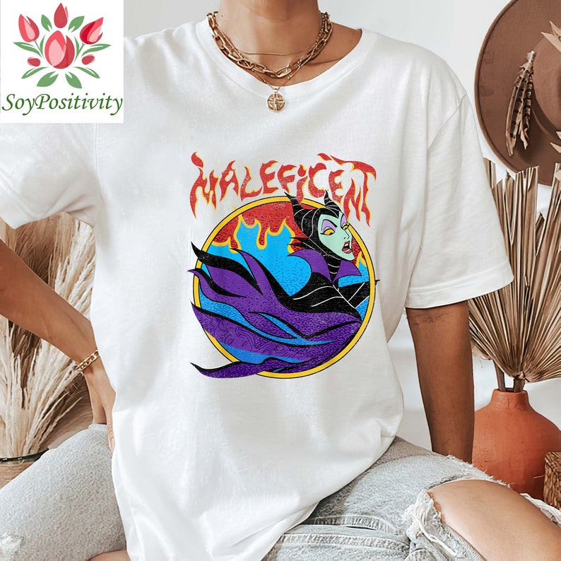 Vintage Disney Villains Sleeping Beauty Maleficent Flame Portrait 90s Shirt, Disney Unisex Shirt, Disney Villian Shirt