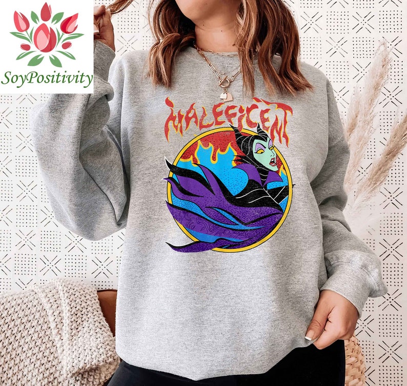 Vintage Disney Villains Sleeping Beauty Maleficent Flame Portrait 90s Shirt, Disney Unisex Shirt, Disney Villian Shirt