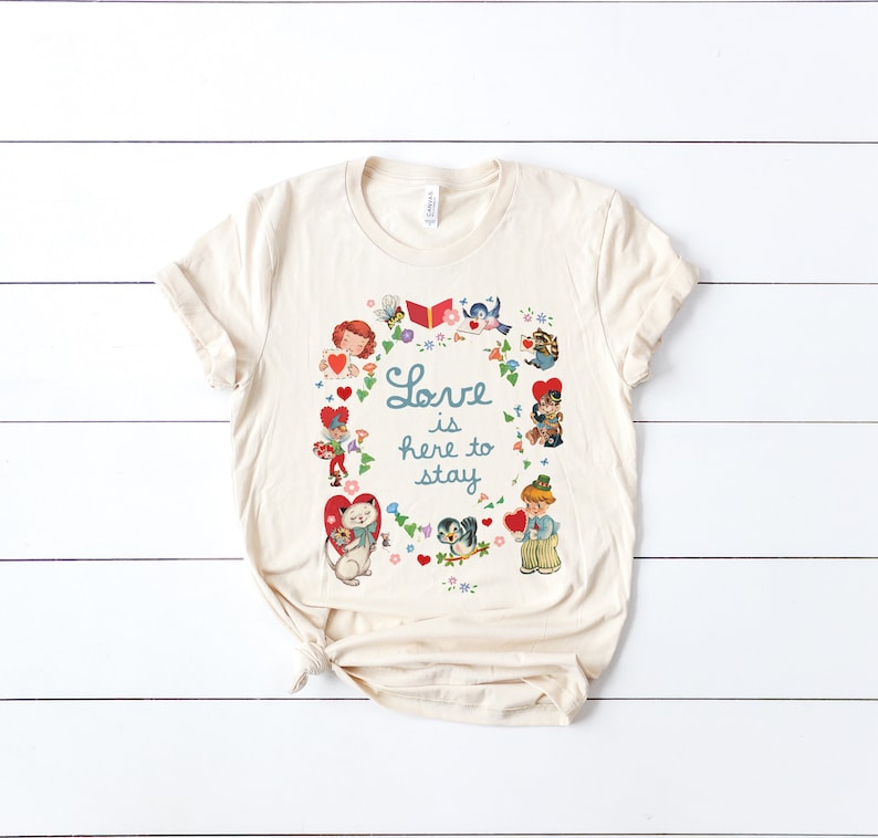 Vintage Little Golden Happy Valentine's Love Day T-Shirt for Women - Image 4