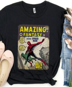Vintage Marvel SpiderMan Comic Book Cover Print Graphic Shirt, Disneyland Vacation Unisex T-shirt Family Birthday Gift Adult Kid Toddler Tee