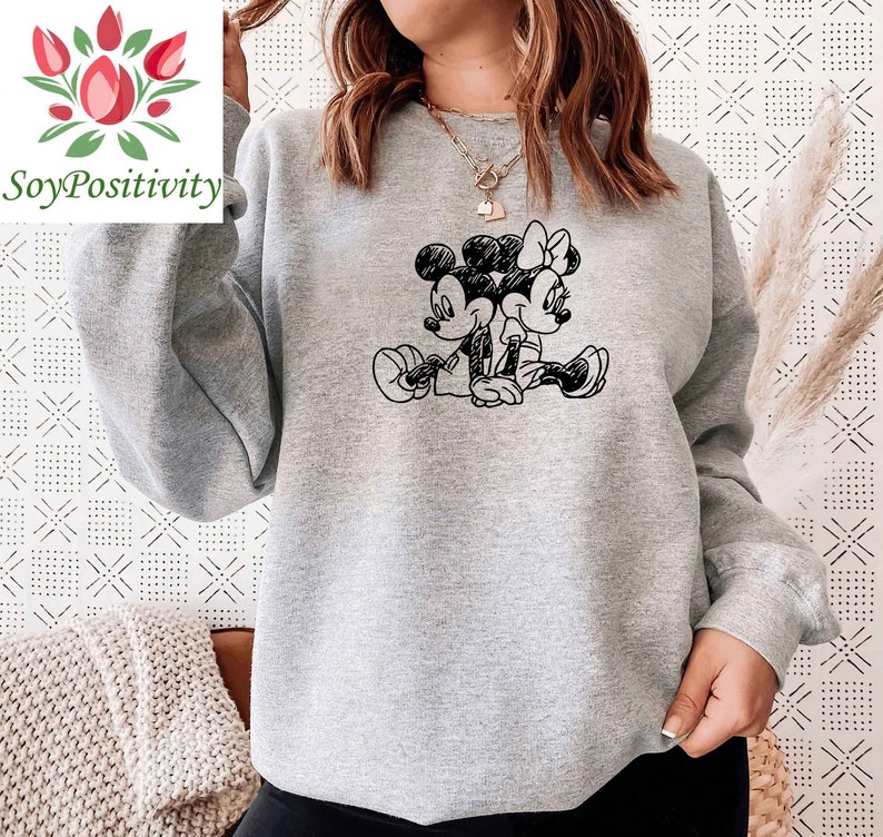 Vintage Mickey and Minnie Sweatshirt, Gift For Couples, Lovely Sweatshirt, Magic Trip, Animation Mickey Mouse, Disney Trip Sweatshirt