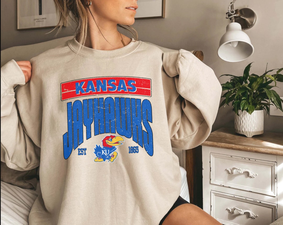 Vintage NCAA Kansas Jayhawks EST 1865 Logo Sweatshirt , University of Kansas Shirt, Basketball, College, Unisex T-shirt Sweater Hoodie