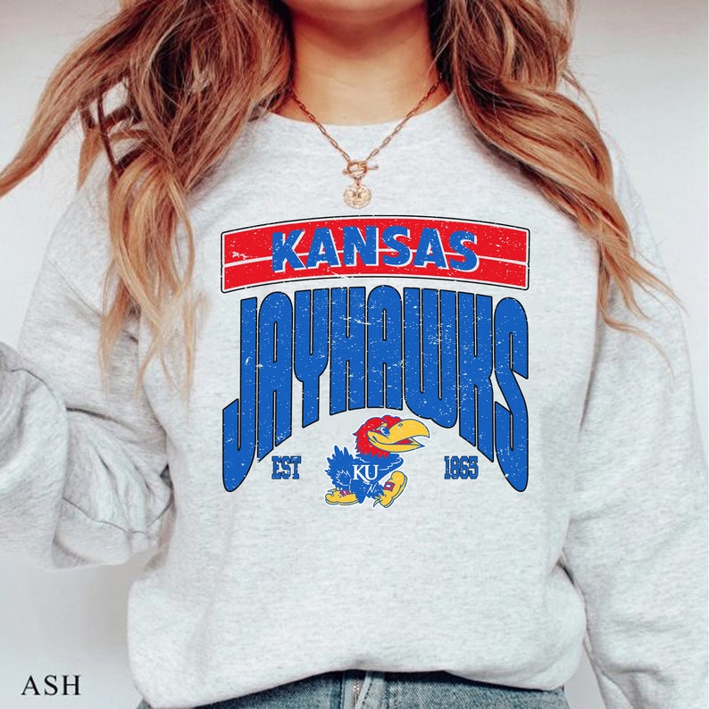 Vintage NCAA Kansas Jayhawks EST 1865 Logo Sweatshirt , University of Kansas Shirt, Basketball, College, Unisex T-shirt Sweater Hoodie - Image 2