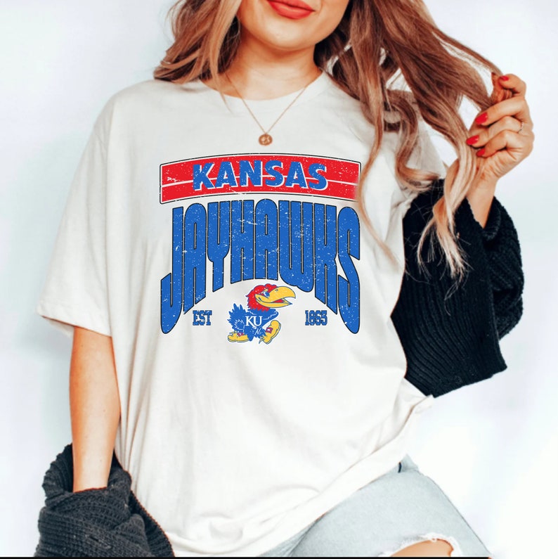 Vintage NCAA Kansas Jayhawks EST 1865 Logo Sweatshirt , University of Kansas Shirt, Basketball, College, Unisex T-shirt Sweater Hoodie - Image 3