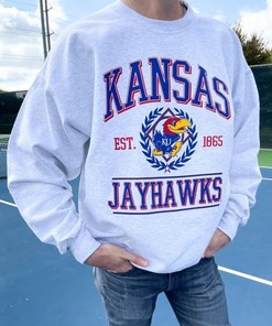 Vintage NCAA Kansas Jayhawks EST 1865 Logo Sweatshirt , University of Kansas Shirt, Basketball, College, Unisex T-shirt Sweater Hoodie Gifts for Fans