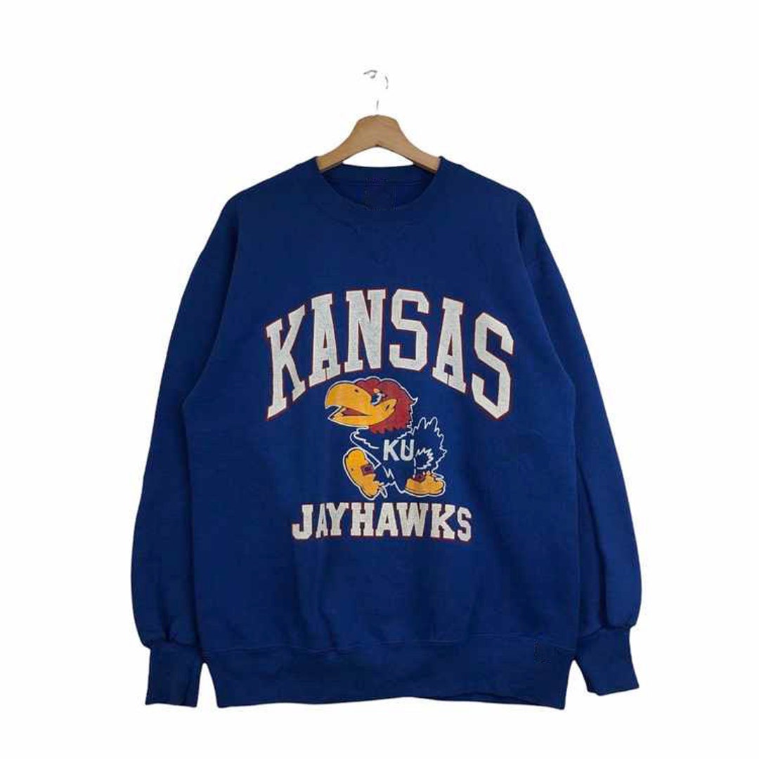 Vintage NCAA Kansas Jayhawks Logo Mascot Sweatshirt , University of Kansas Shirt, Basketball, College, Unisex T-shirt Sweater Hoodie