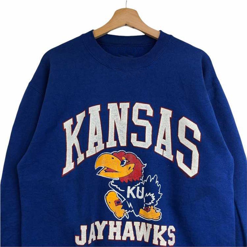 Vintage NCAA Kansas Jayhawks Logo Mascot Sweatshirt , University of Kansas Shirt, Basketball, College, Unisex T-shirt Sweater Hoodie - Image 2