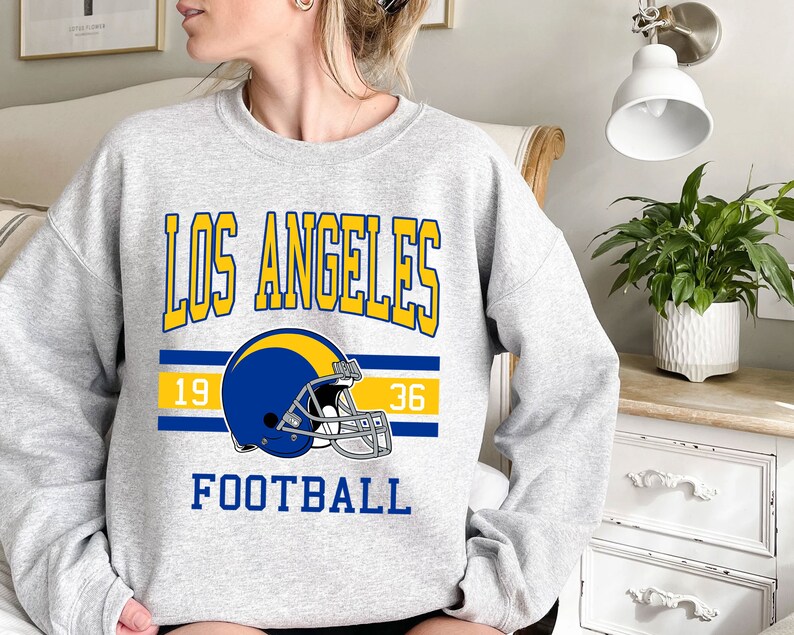 Vintage Retro Los Angeles Football Crewneck Sweatshirt Hoodie Shirt Gifts for Fans - Image 2