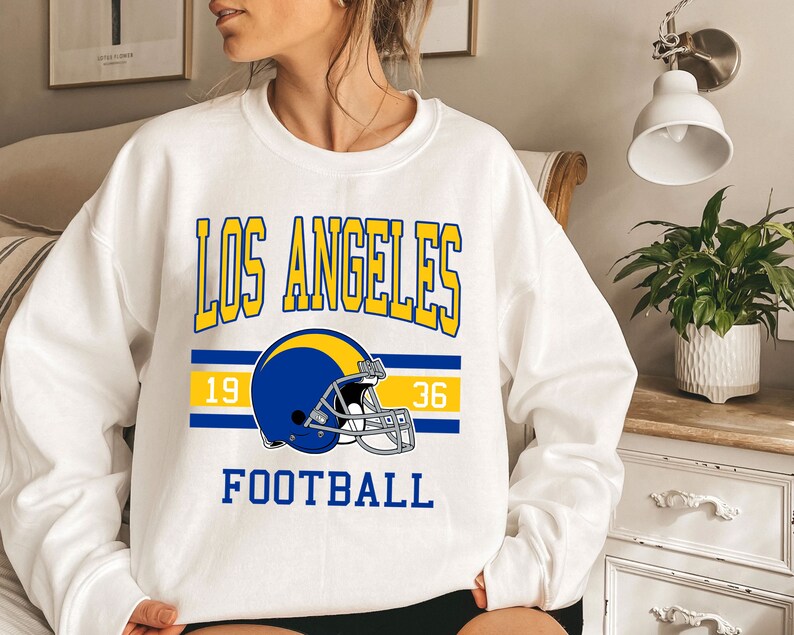 Vintage Retro Los Angeles Football Crewneck Sweatshirt Hoodie Shirt Gifts for Fans - Image 3