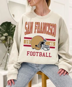 Vintage Retro San Francisco Football Crewneck Sweatshirt Hoodie Shirt Gifts for NFL Fans