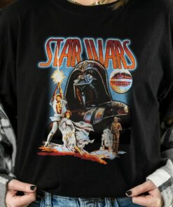 Vintage Star Wars Graphic Darth Vader Leia Luke Skywalker Shirt, Galaxy's Edge, Unisex T-shirt Family Birthday Gift Adult Kid Toddler Tee