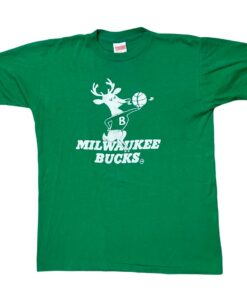 Vintage Style 1970’s Milwaukee Bucks NBA Graphic Logo Tshirt Pullover Hoodie Crewneck Sweatshirt Reprinted Full Color Full Size Gifts for NBA Fans