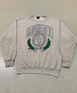 Vintage Style 1980s Georgetown Hoyas NCAA T-Shirt Sweatshirt Pullover Hoodie Reprinted Full Color Full Size Gift For NCAA Fans