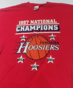 Vintage Style 1987 National Champion Indiana Hoosiers Tshirt Pullover Hoodie Crewneck Sweatshirt Reprinted Full Color Full Size Gifts for NBA Fans
