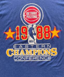 Vintage Style 1988 Detroit Piston’s Conference Champions Tshirt Pullover Hoodie Crewneck Sweatshirt Reprinted Full Color Full Size Gifts for NBA Fans