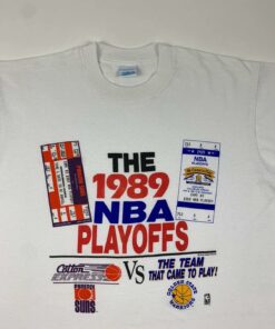 Vintage Style 1989 NBA Playoffs Warriors Vs Suns Ticket Tshirt Hoodie Crewneck Sweatshirt Reprinted Full Color Full Size Gifts for NBA Fans
