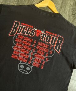 Vintage Style 1990s Chicago Bulls NBA 1998 Champion Tour Tshirt Hoodie Crewneck Sweatshirt Reprinted Full Color Full Size Gifts for NBA Fans