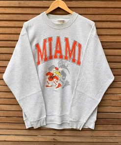Vintage Style 1990s Miami Hurricanes Football T-Shirt Sweatshirt Pullover Hoodie Reprinted Full Color Full Size Gift For NCAA Fans