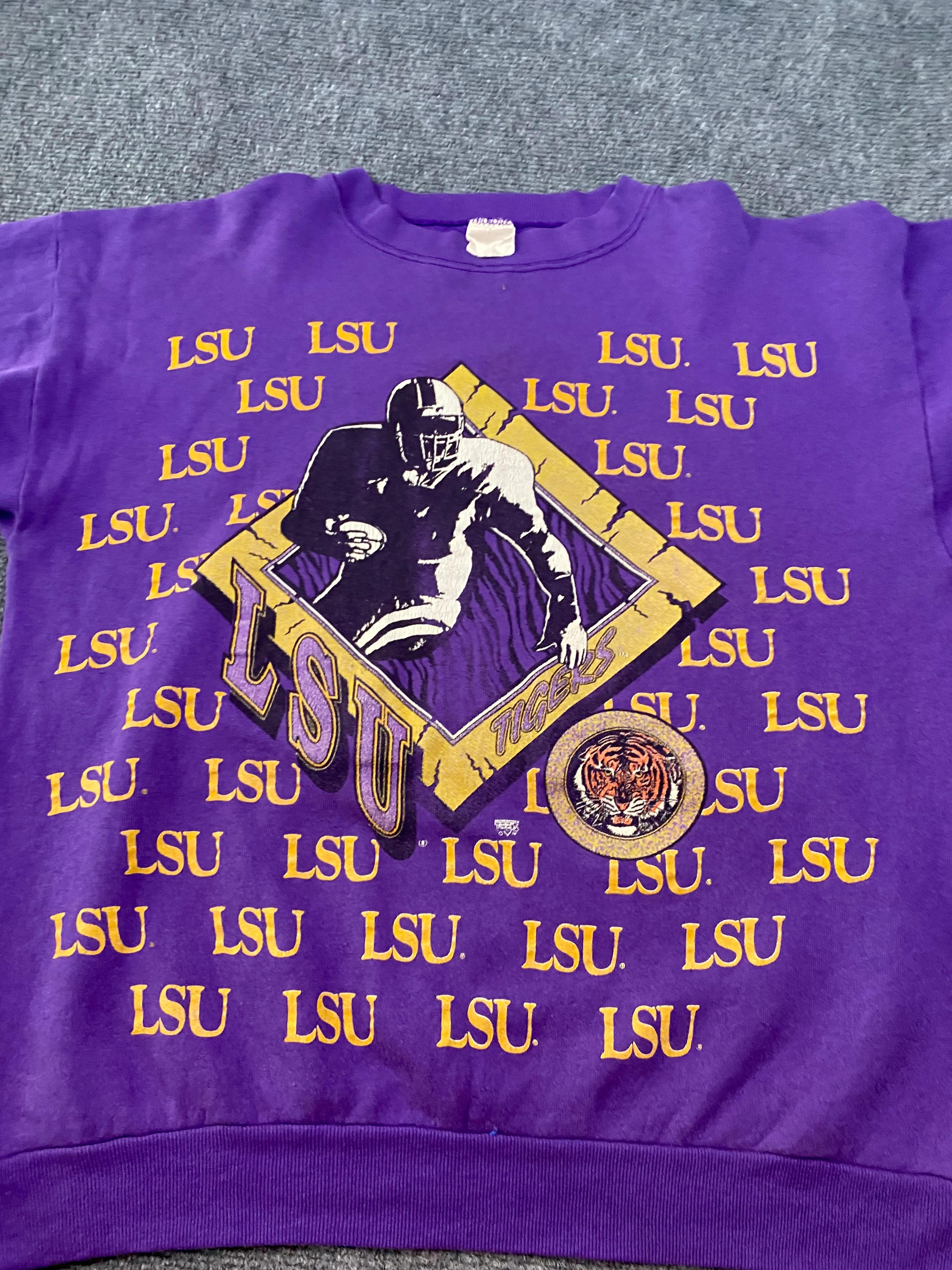 Vintage Style 1990s NCAA Lsu Tigers Football Shirt Hoodie Sweatshirt Full Size - Image 2