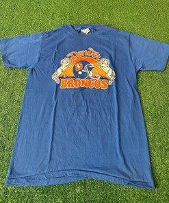 Vintage Style 1990s NFL Denver Broncos Single Stitch Tshirt Pullover Hoodie Crewneck Sweatshirt Reprinted Full Color Full Size Gifts For NFL Fans