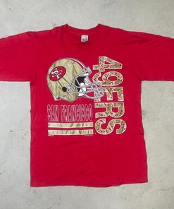 Vintage Style 1990s San Francisco 49Ers Sports Tshirt Pullover Hoodie Crewneck Sweatshirt Reprinted Full Color Full Size Gifts For NFL Fans