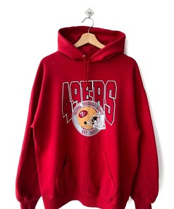 Vintage Style 1990s San Francisco 49Ers Tshirt Pullover Hoodie Crewneck Sweatshirt Reprinted Full Color Full Size Gifts For NFL Fans
