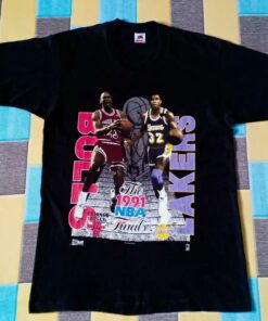 Vintage Style 1991 NBA Michael Jordan X Magic Johnson Final Tshirt Pullover Hoodie Crewneck Sweatshirt Reprinted Full Color Full Size Gifts for NBA Fans