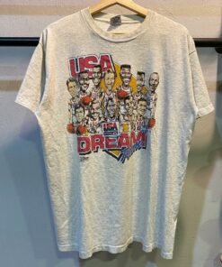 Vintage Style 1992 Basketball Dream Team Tshirt Pullover Hoodie Crewneck Sweatshirt Reprinted Full Color Full Size Gifts for NBA Fans