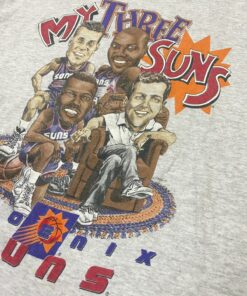 Vintage Style 1992 Basketball Suns Team Tshirt Pullover Hoodie Crewneck Sweatshirt Reprinted Full Color Full Size Gifts for NBA Fans