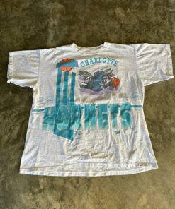 Vintage Style 1992 Charlotte Hornets Double Sided 1992 Tshirt Hoodie Crewneck Sweatshirt Reprinted Full Color Full Size Gifts for NBA Fans
