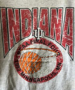 Vintage Style 1992 Indiana NCAA Final Four Tshirt Pullover Hoodie Crewneck Sweatshirt Reprinted Full Color Full Size Gifts for NBA Fans