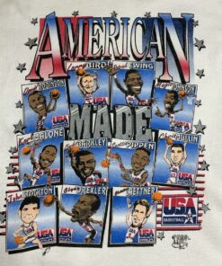 Vintage Style 1992 Usa Dream Team Basketball NBA Tshirt Pullover Hoodie Crewneck Sweatshirt Reprinted Full Color Full Size Gifts for NBA Fans