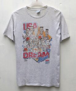 Vintage Style 1992 Usa Dream Team Tshirt Pullover Hoodie Crewneck Sweatshirt Reprinted Full Color Full Size Gifts for NBA Fans
