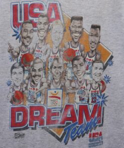 Vintage Style 1992 Usa Dream Team Tshirt Pullover Hoodie Crewneck Sweatshirt Reprinted Full Color Full Size Gifts for NBA Fans