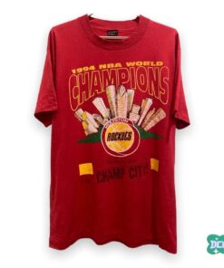 Vintage Style 1994 NBA World Champion Houston Rockets Tshirt Hoodie Crewneck Sweatshirt Reprinted Full Color Full Size Gifts for NBA Fans