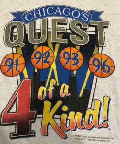 Vintage Style 1996 Chicago Bulls 4 Of A Kind NBA Championship Tshirt Hoodie Crewneck Sweatshirt Reprinted Full Color Full Size Gifts for NBA Fans