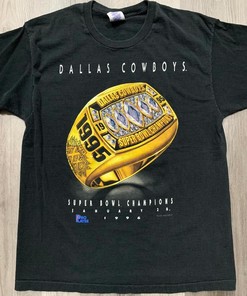 Vintage Style 1996 Dallas Cowboys Championship Ring Tshirt Pullover Hoodie Crewneck Sweatshirt Reprinted Full Color Full Size Gifts For NFL Fans