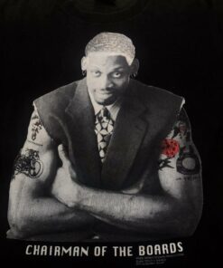 Vintage Style 1996 Dennis Rodman Chairman Of The Board Glowing Tshirt Pullover Hoodie Crewneck Sweatshirt Reprinted Full Color Full Size Gifts for NBA Fans