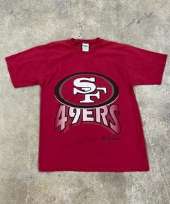 Vintage Style 1996 San Fransisco 49Ers Faded Maroon Tshirt Pullover Hoodie Crewneck Sweatshirt Reprinted Full Color Full Size Gifts For NFL Fans