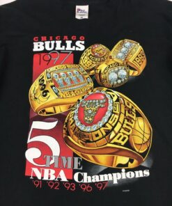 Vintage Style 1997 Chicago Bulls Champions Tshirt Hoodie Crewneck Sweatshirt Reprinted Full Color Full Size Gifts for NBA Fans