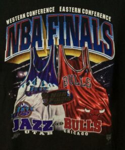 Vintage Style 1998 NBA Finals Utah Jazz Vs Chicago Bulls Magic Tshirt Hoodie Crewneck Sweatshirt Reprinted Full Color Full Size Gifts for NBA Fans