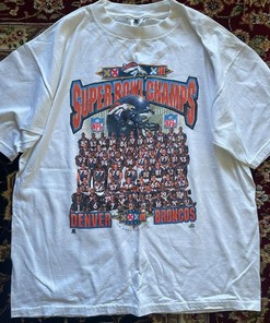 Vintage Style 1998 Starter Denver Broncos Tshirt Pullover Hoodie Crewneck Sweatshirt Reprinted Full Color Full Size Gifts For NFL Fans
