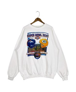Vintage Style 1998 Super Bowl Denver Broncos Green Bay Packers Tshirt Pullover Hoodie Crewneck Sweatshirt Reprinted Full Color Full Size Gifts For NFL Fans