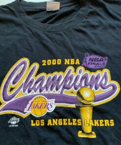 Vintage Style 2000 Los Angeles Lakers NBA Graphic Champions Tshirt Hoodie Crewneck Sweatshirt Reprinted Full Color Full Size Gifts for NBA Fans