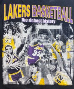 Vintage Style 2001 Los Angeles LA Lakers NBA Champion Rap Tshirt Sweatshirt Hoodie Crewneck Sweatshirt Pullover Reprinted Full Color Full Size Gifts for NBA Fans