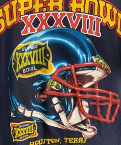 Vintage Style 2004 Super Bowl Houston Texas Mens Tshirt Crewneck Sweatshirt Pullover Hoodie Reprinted Full Color Full Size Gifts for NBA Fans