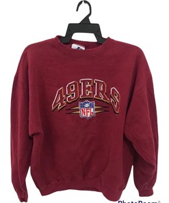 Vintage Style 49 Ers San Francisco NFL Tshirt Pullover Hoodie Crewneck Sweatshirt Reprinted Full Color Full Size Gifts For NFL Fans