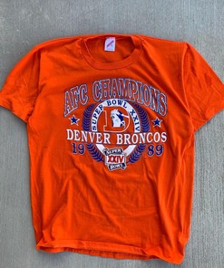 Vintage Style 80'S Broncos Tshirt Pullover Hoodie Crewneck Sweatshirt Reprinted Full Color Full Size Gifts For NFL Fans