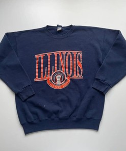 Vintage Style 80s 90s University Of Illinois NCAA Graphic T-Shirt Sweatshirt Pullover Hoodie Reprinted Full Color Full Size Gift For NCAA Fans